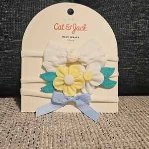 Cat & Jack Floral Head Wraps with White and Yellow Accents